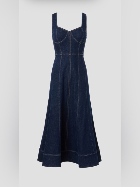 Jason Wu Dresses & Skirts - Jason Wu Fit and Flare Denim Midi Dress Sweetheart Neckline Size 0 Western Rodeo